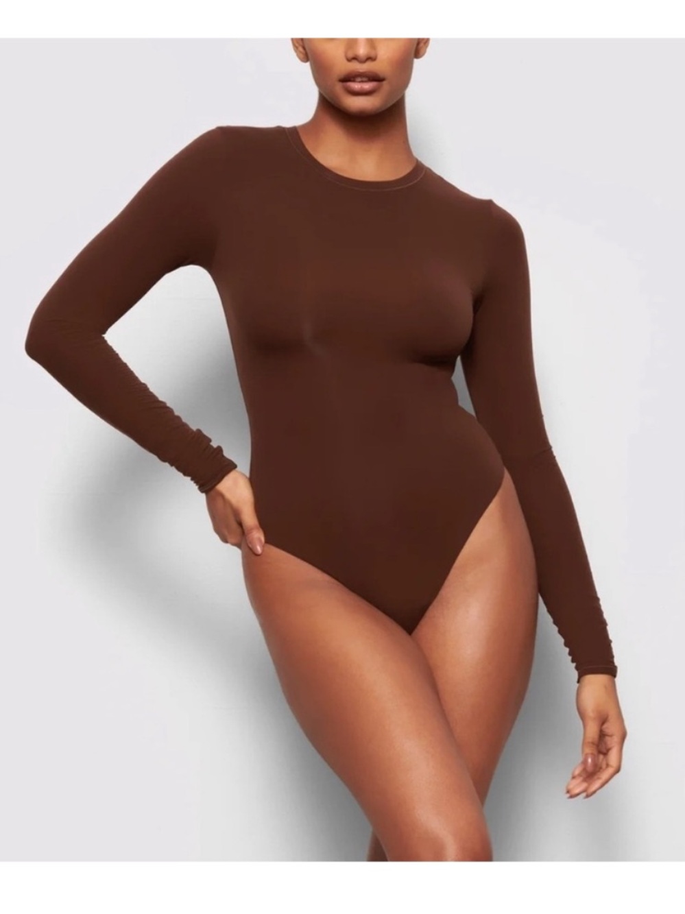 SKIMS Essential Brown Long Sleeve Bodysuit